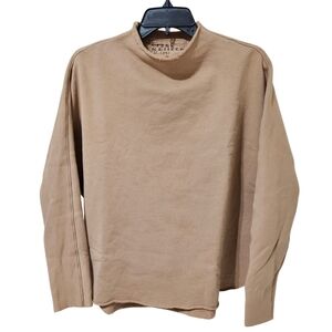 Frank & Eileen Effie Funnel Neck Capelet Top Long Sleeve XS Camel Cotton NWOT